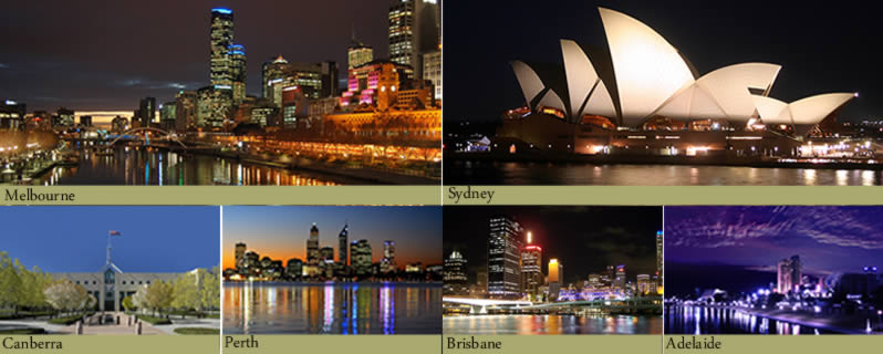 Pictures of Melbourne, Sydney, Canberra, Perth, Brisbane, Adelaide
