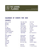 Calendar Of Events